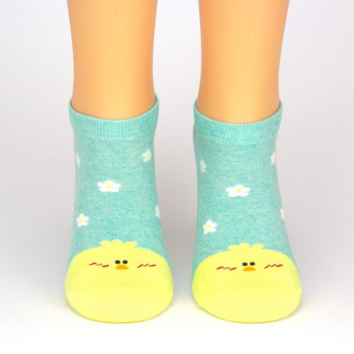 türkise Socken Sneaker mit gelben Küken - Tiersocken