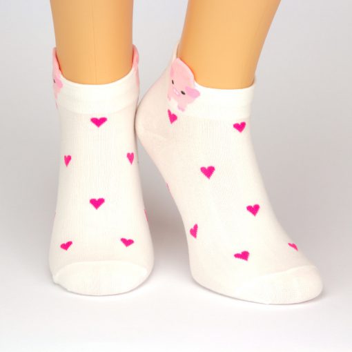Sneaker weiß - Ankle-Socken mit roten Herzen