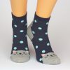 Socken in blau mit Maus und weißen Punkten