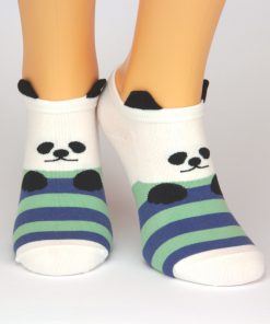 Sneaker mit Pandabären weiß mit blau grünen Streifen