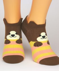 braune Sneaker-Socken mit Bärenmotiv