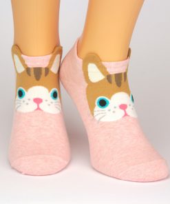 rote Socken-Sneaker mit brauner Katze - Charaktersocken