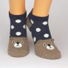 Sneaker Socken blau mit Hund-Motiv braun