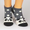 graue Socken Sneaker mit Panda-Tiermotiv und Punkten