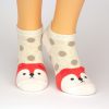 Beige Socken Sneaker mit Tiermotiv Fuchs in rot