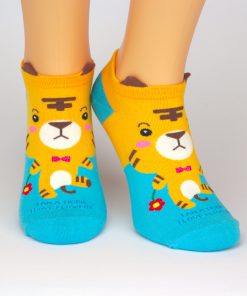 blaue Socken Sneaker mit gelbem Tiger - Charaktersocken