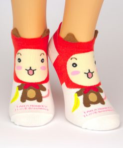 weiße Sneaker Socken mit rotem Affenmotiv