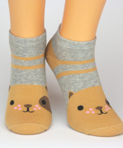 Socken Sneaker in grau mit braunem Hund Tiermotiv von Charaktoes