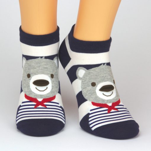 Socken Sneaker mit einem Koala Tiermotiv - blau weiß gestreift