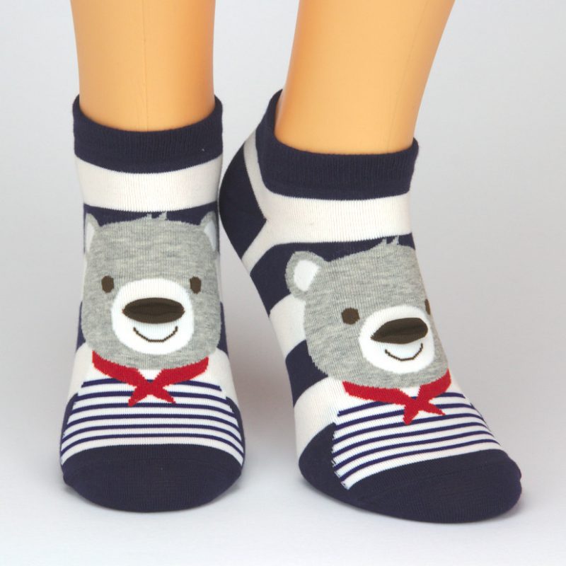 Socken Sneaker mit einem Koala Tiermotiv - blau weiß gestreift