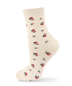 Socken elfenbeinfarben mit Rosen