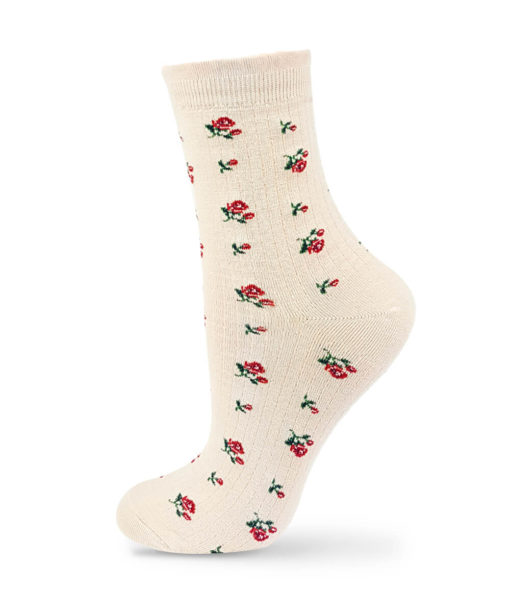 Socken elfenbeinfarben mit Rosen