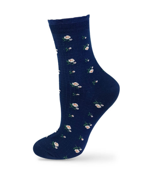 Socken in blau mit Rosen