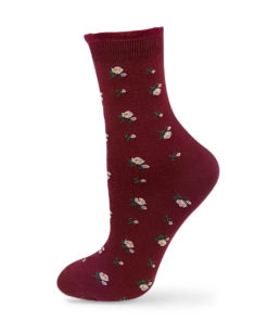 rote Socken mit Rosen