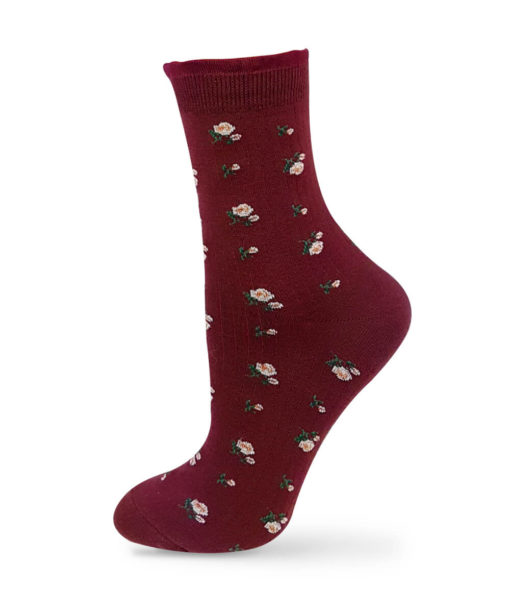 rote Socken mit Rosen