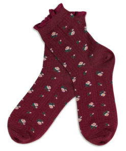 Socken weinrot mit Rosen