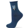 Socken marineblau mit Blumenmotiv