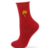 rote Socken mit Blumen