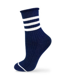 Socken marinblau mit 3 weißen Streifen