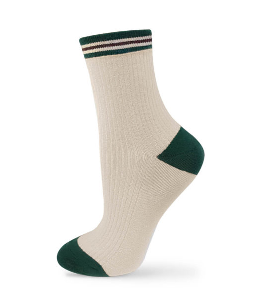 Socken elfenbeinfarben mit grüner Ferse