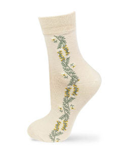 beige Socken mit Blumenstreifen