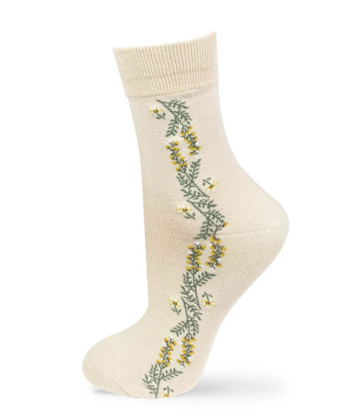 beige Socken mit Blumenstreifen