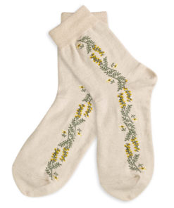 Socken beige mit Blumenstreifen