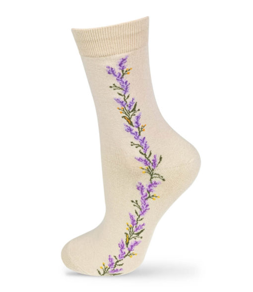 Socken beige mit Blumenstreifen