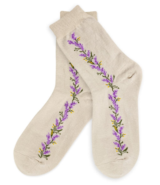 Charaktoes - Socken beige mit Blumen
