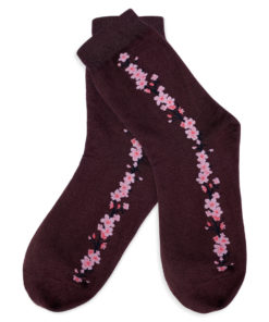 Socken braun mit Blumenstreifen