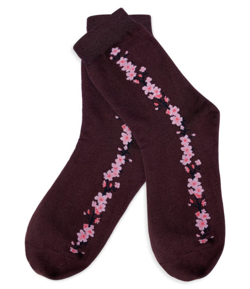 Socken braun mit Blumenstreifen