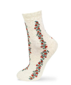 beige Socken mit Blumenstreifen