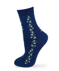 Socken marineblau mit Blumenstreifen